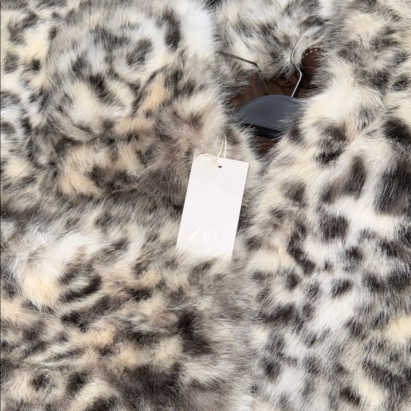 Zara faux fur animal print coat Zara Woman collection - Picture 13 of 16